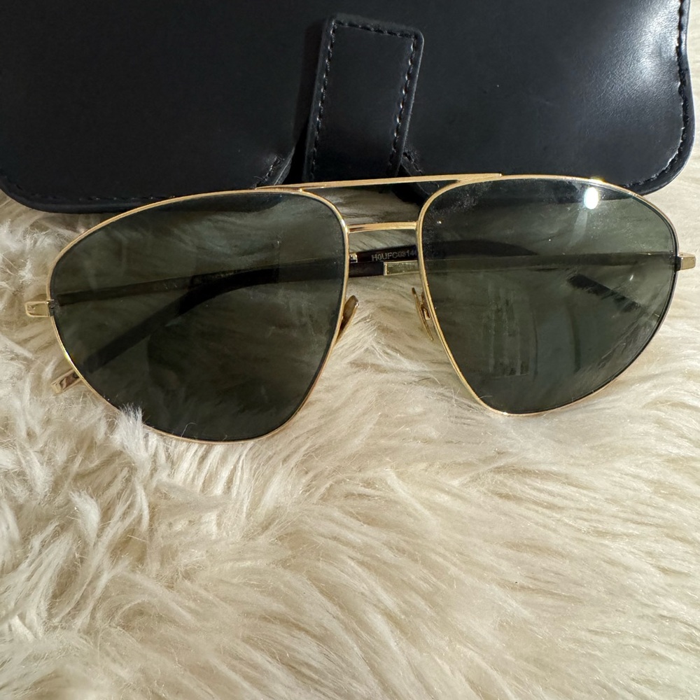 Saint Laurent Gold Aviator Sunglasses